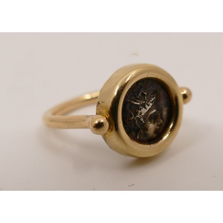 14K Ancient Greek Coin Ring- 6.2g