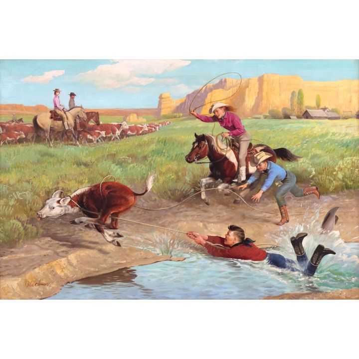 John Clymer (1907-1989) Untitled (Roping a Calf)
