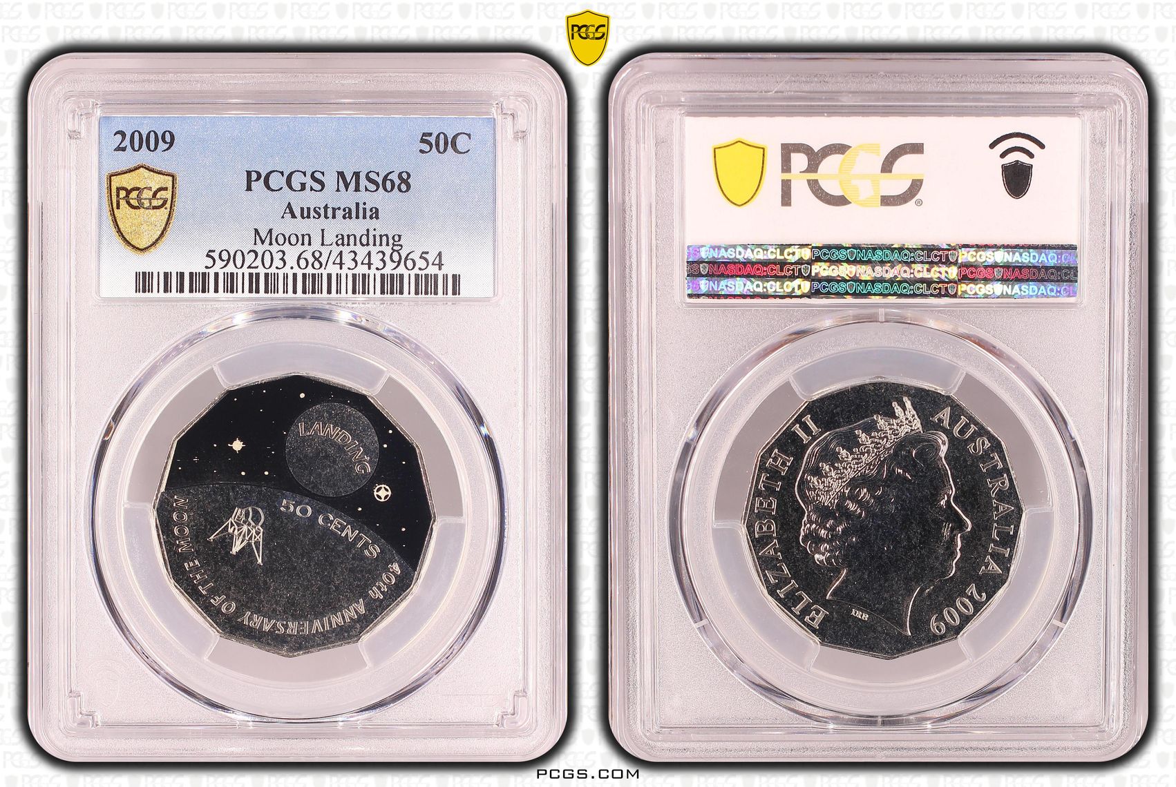 Elizabeth II, Moon Landing, Fifty Cent, MS68 , 2009