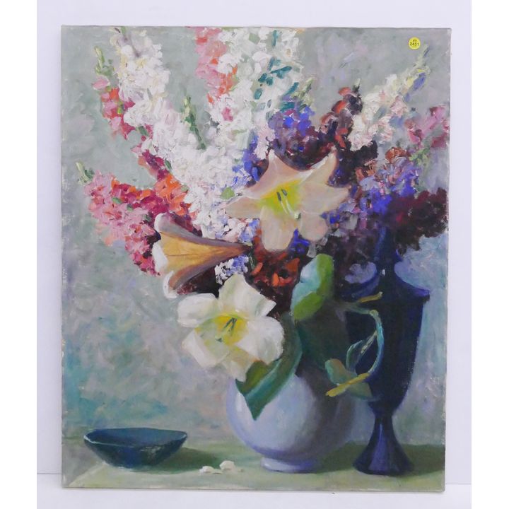Rosetta Bohnert Impressionist Floral Still Life with Lilies- 30x25'' unframed