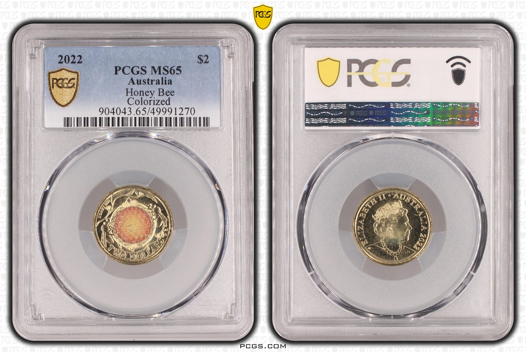 Honey Bee Colorized, Two Dollar, 2022, PCGS MS65