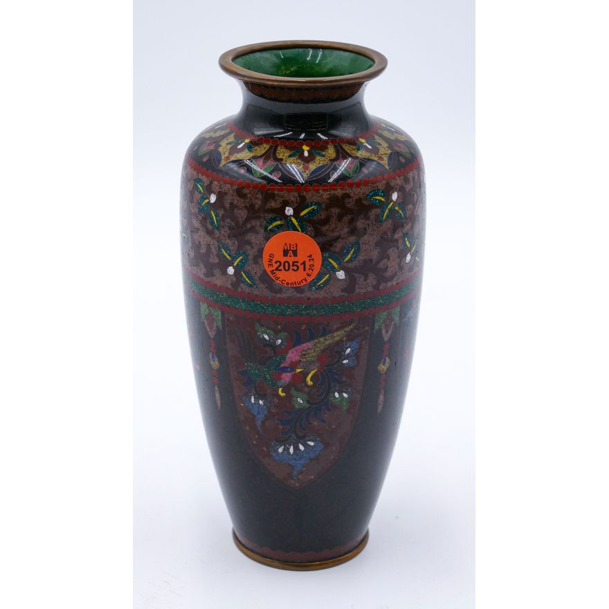 Fine Japanese Cloisonne Phoenix Vase Medium 7''