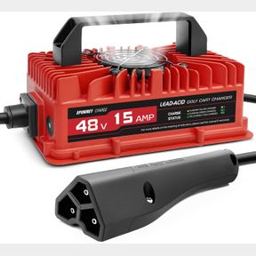 LEAD ACID FOR RXV/TXT EPOWREY BATTERY CHARGER FOR EZGO RXV AND TXT 3-PIN TRIANGLE GOLF TROLLEY RED INCLUDING