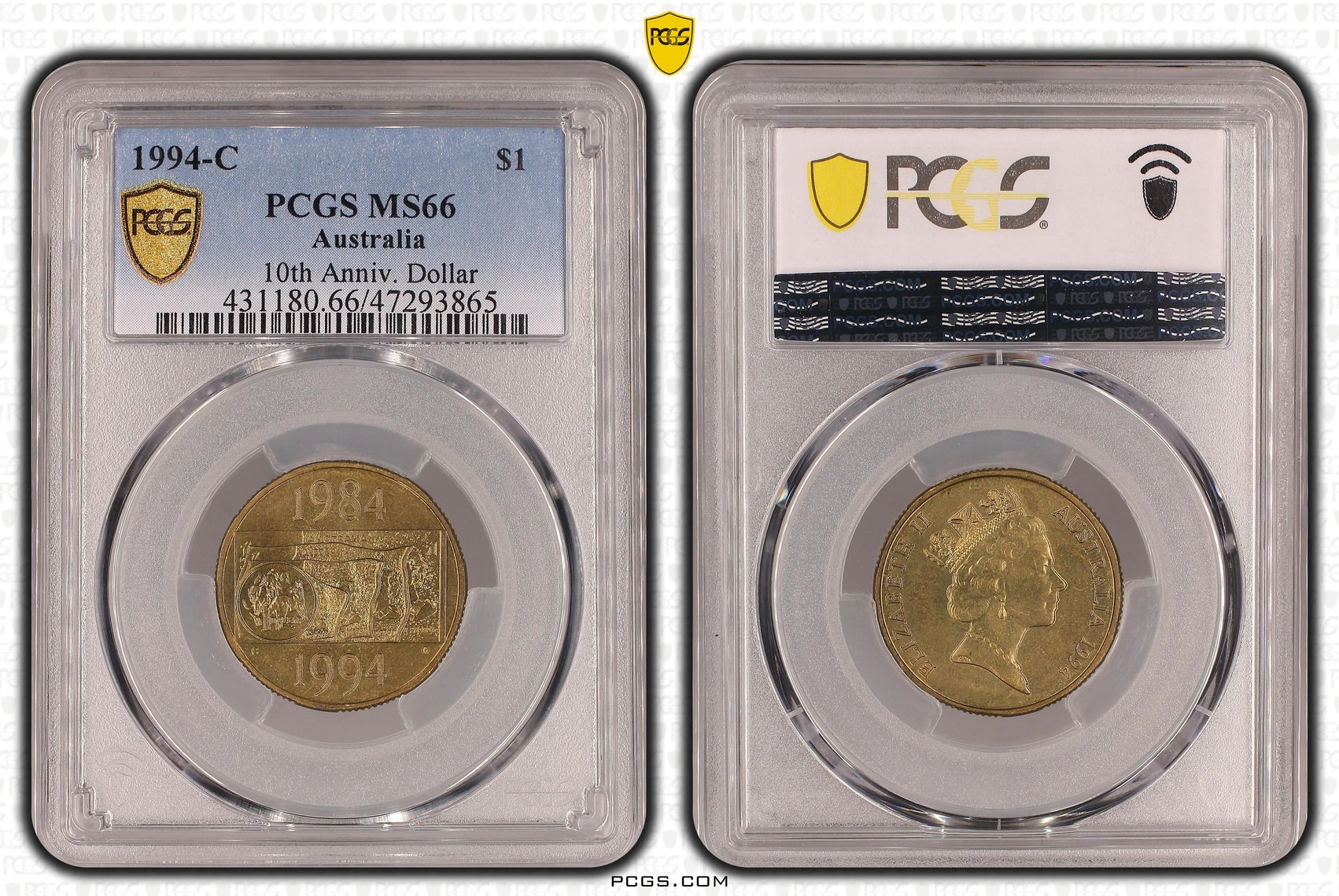 10th Anniv. Dollar, One Dollar, 1994-C, PCGS MS 66