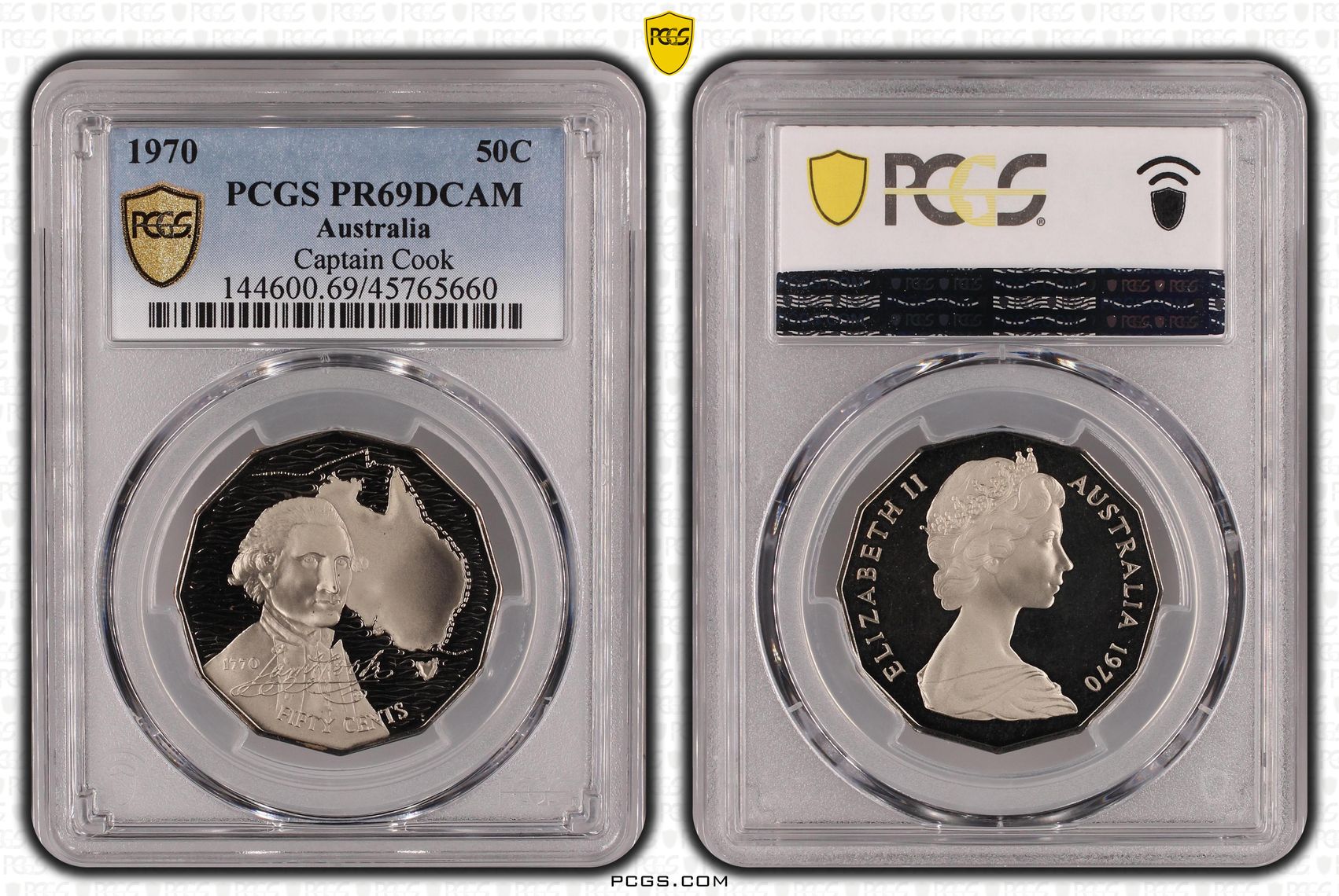 Elizabeth II, Captain Cook, Fifty Cent, 1970, PCGS PR 69DCAM