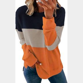 LARGE ACELITT WOMEN LONG SLEEVE CREWNECK SWEATSHIRT SIDE SPLIT PULLOVER TOPS GRAY- L