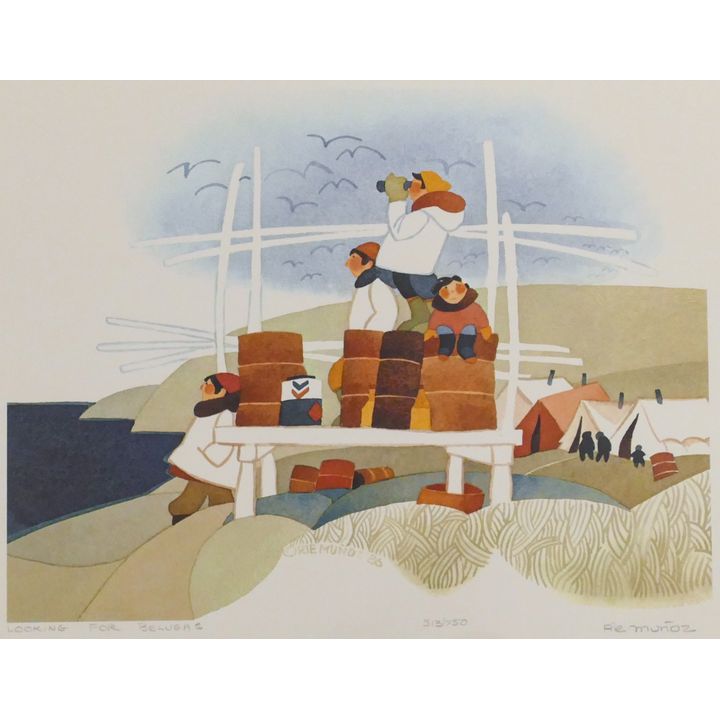Rie Munoz ''Looking For Belugas'' 1986 Signed Print 13'' x 15.75'' Sheet.
