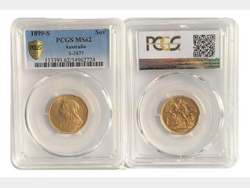 1899 SYDNEY MINT SOVREIGN MS62 PCGS