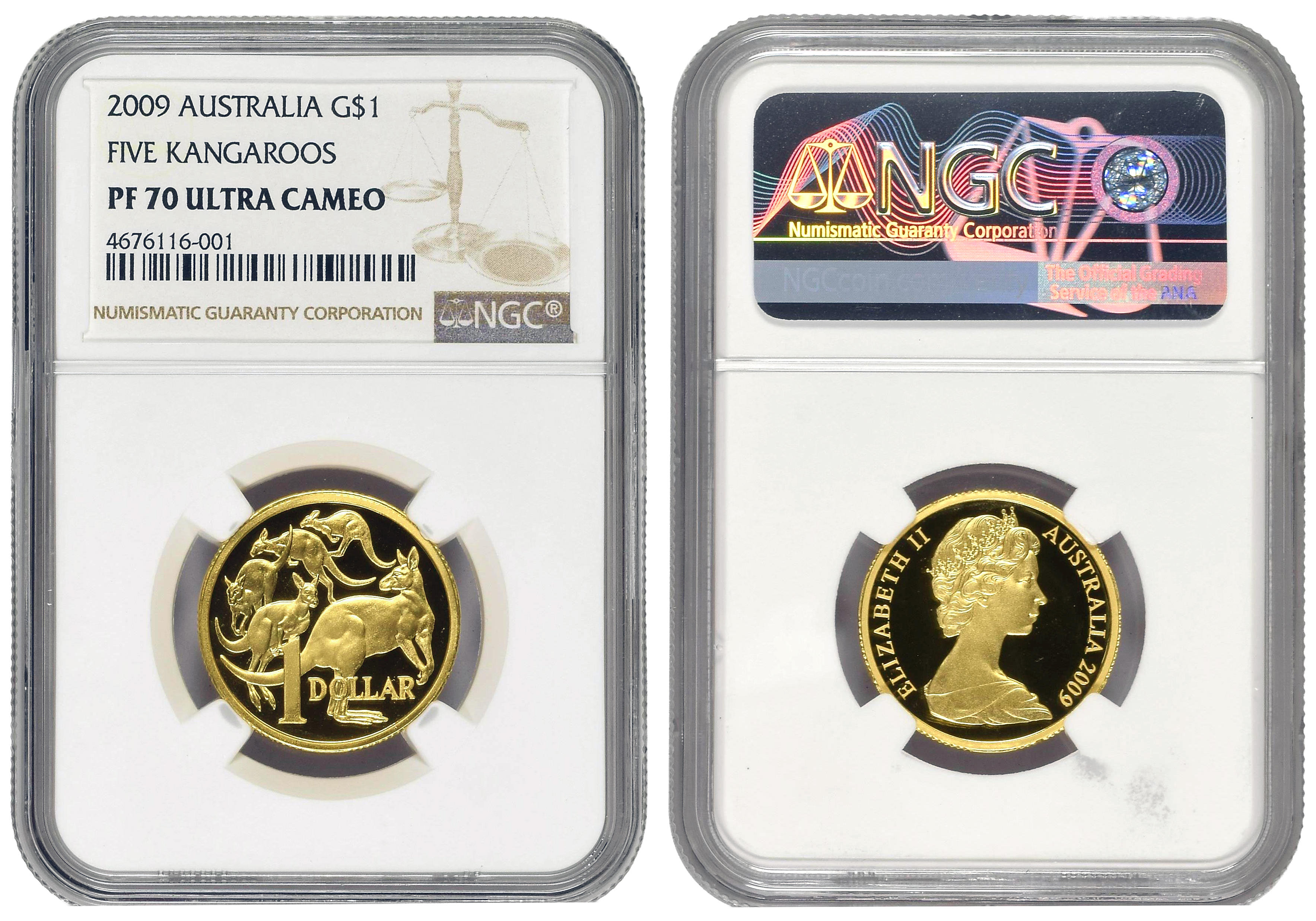 24 · Elizabeth II, Mob of Roos, One Dollar, 2009, NGC PF70 Ultra Cameo