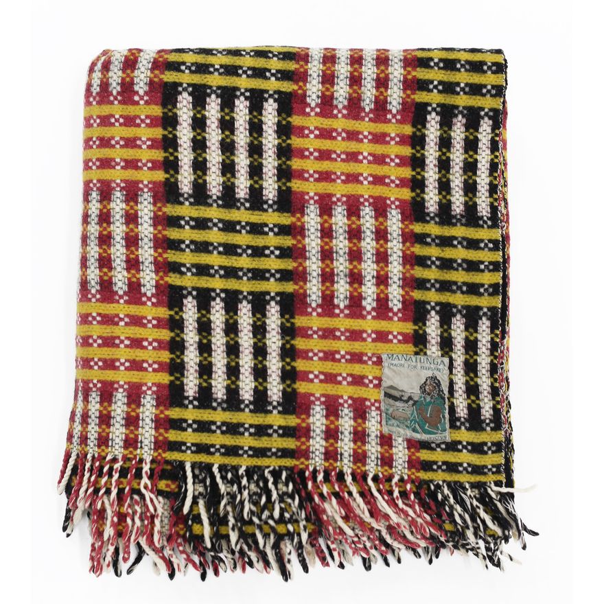 Roslyn Dunedin textiles - Early Manatunga travel rug with a tukutuku