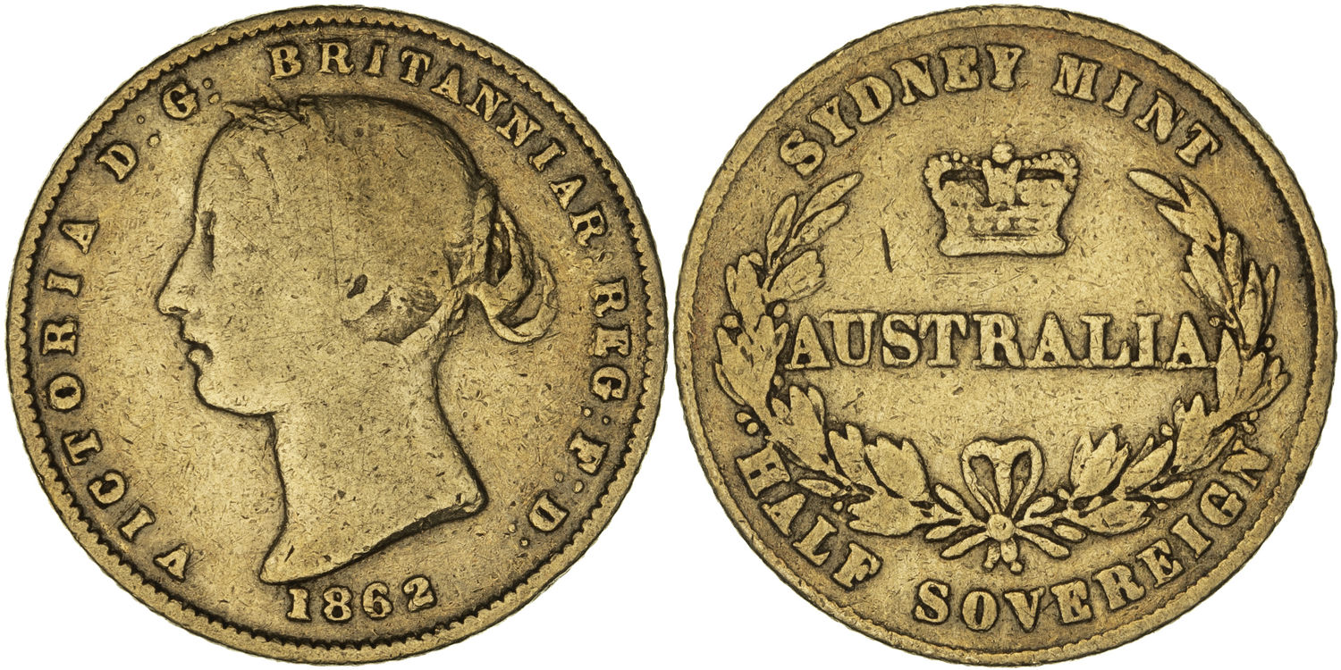 Victoria, Sydney Mint - Type II, Half Sovereign, 1862, G