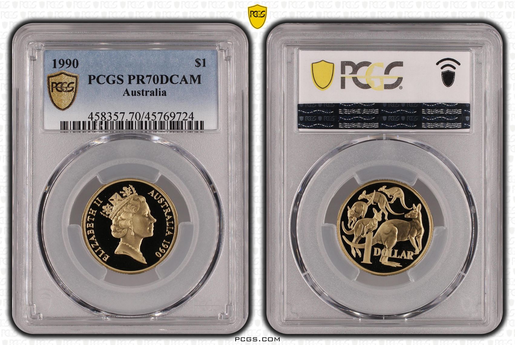 Elizabeth II, One Dollar, 1990, PCGS PR 70DCAM