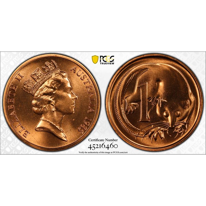 1985 Australia One Cent, 1c PCGS - MS67RD -460