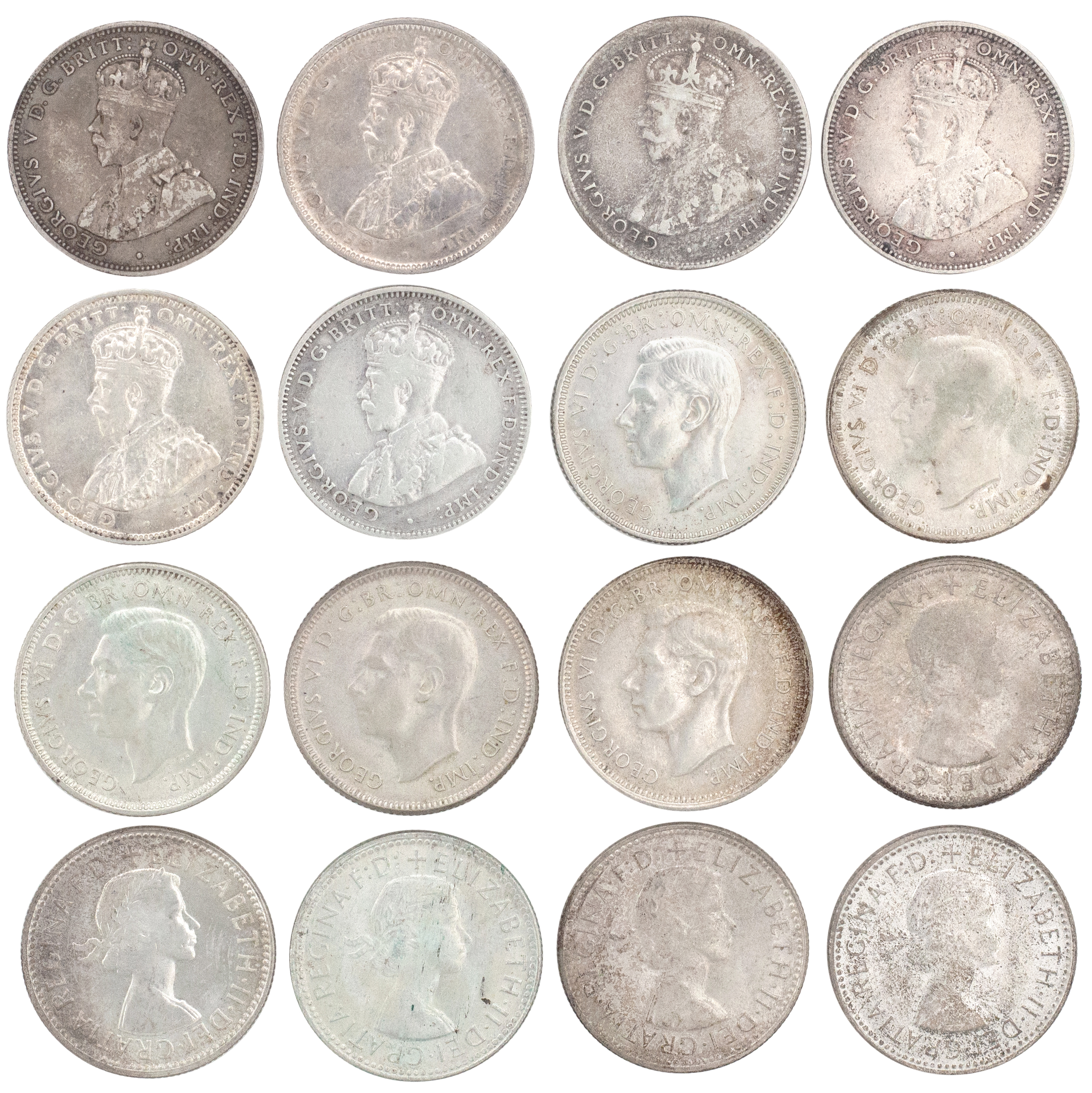 George V - Elizabeth II, Shilling, 1911 - 1962, Fine - UNC