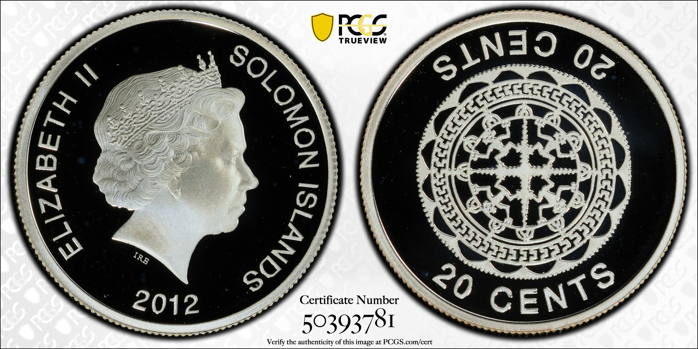 Solomon Islands, Silver, POP 1/0, Twenty Cent, 2012, PCGS PR69DCAM