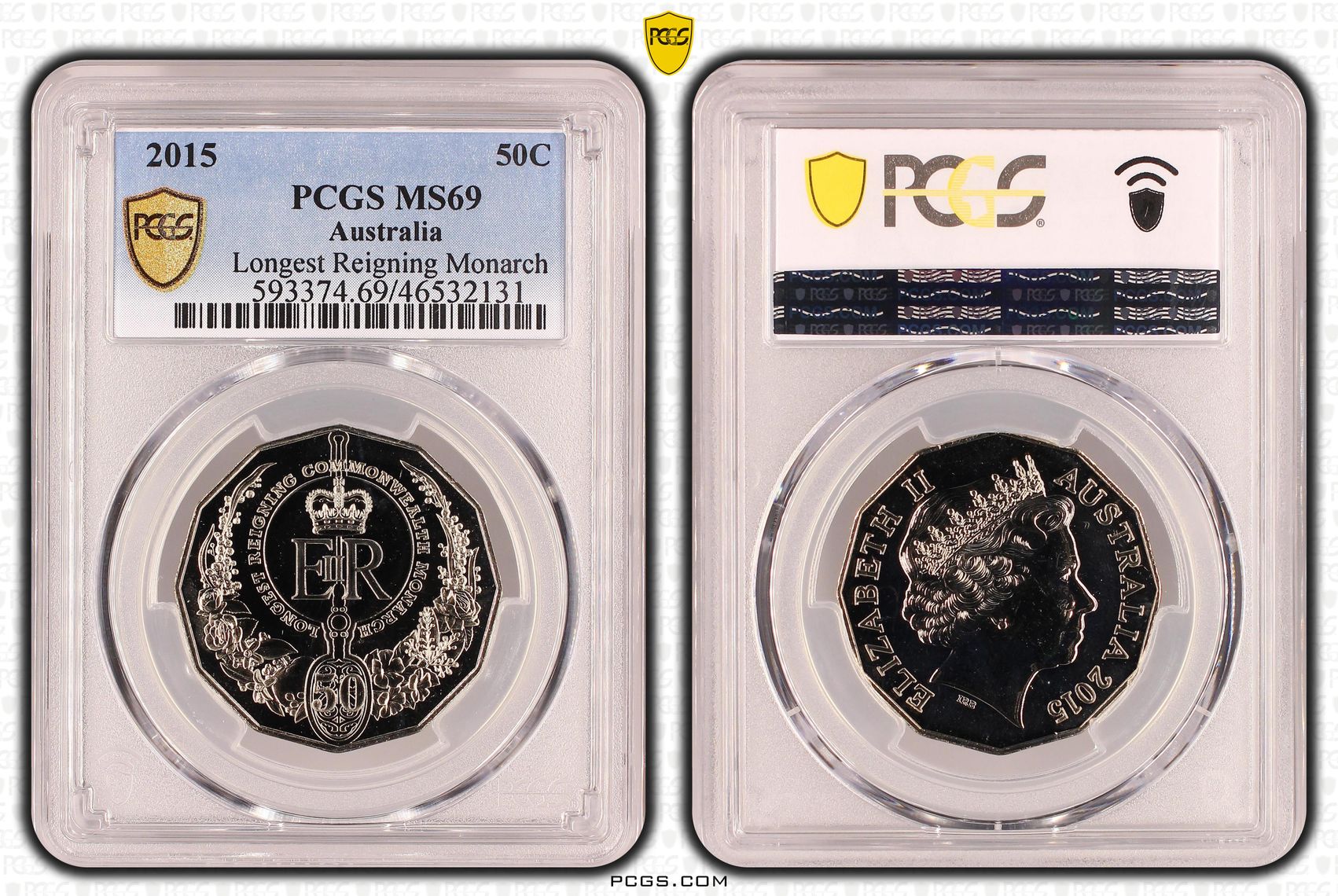 Longest Reigning Monarch, Fifty Cent, 2015, PCGS MS69