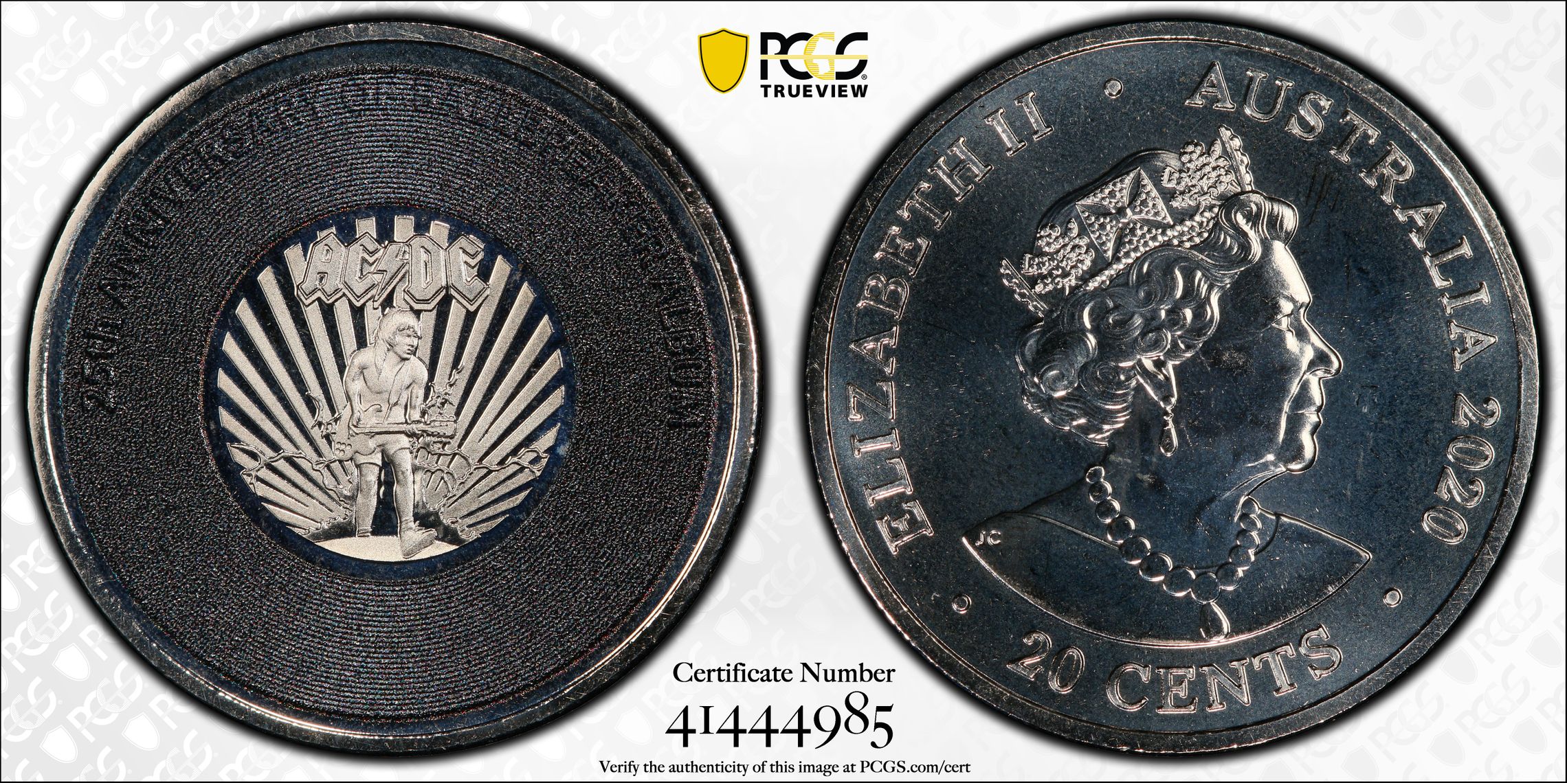 312 · AC/DC- Ballbreaker 25th Anniversary , Twenty Cent, 2020, PCGS MS68