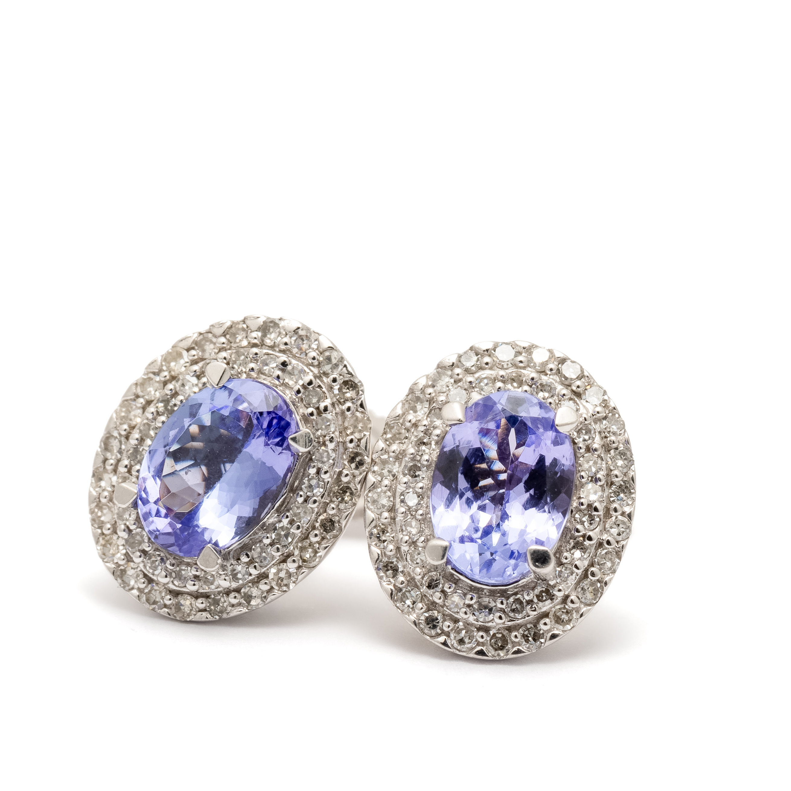 200 · Tanzanite & 0.34 Carat Diamond 9ct Gold Earrings