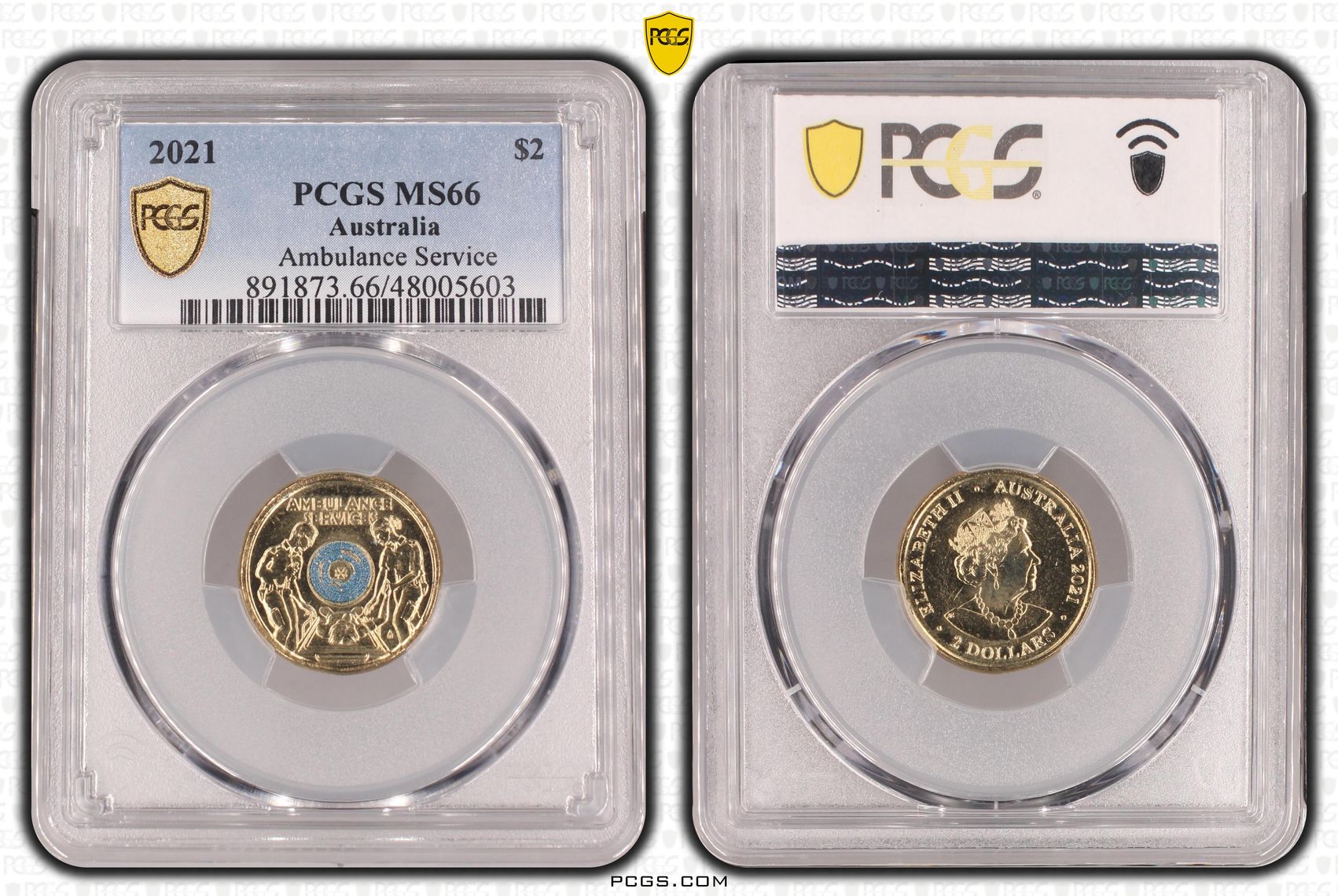 Elizabeth II, Ambulance Service - Colorized , Two Dollar, 2021, PCGS MS66