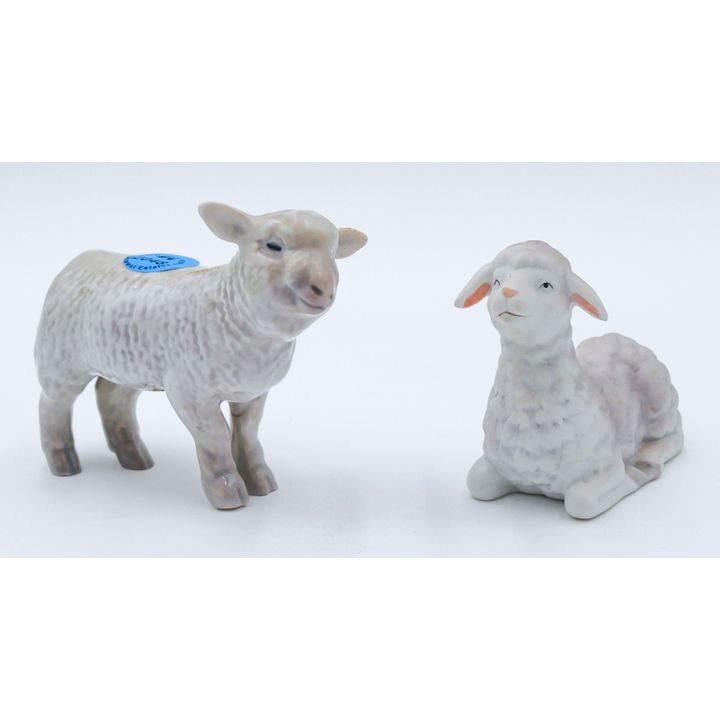 2pc B&G and Lefton Porcelain Sheep Figurines 3.5''