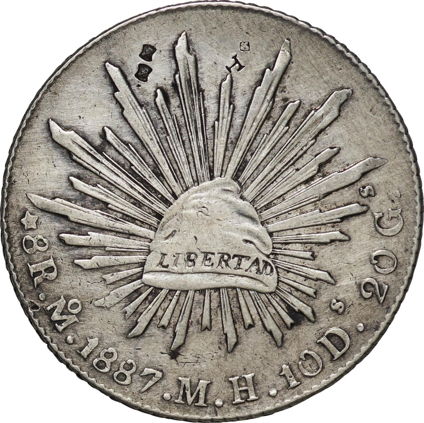 メキシコ銀貨 1887年(Pi MR) 8レアル