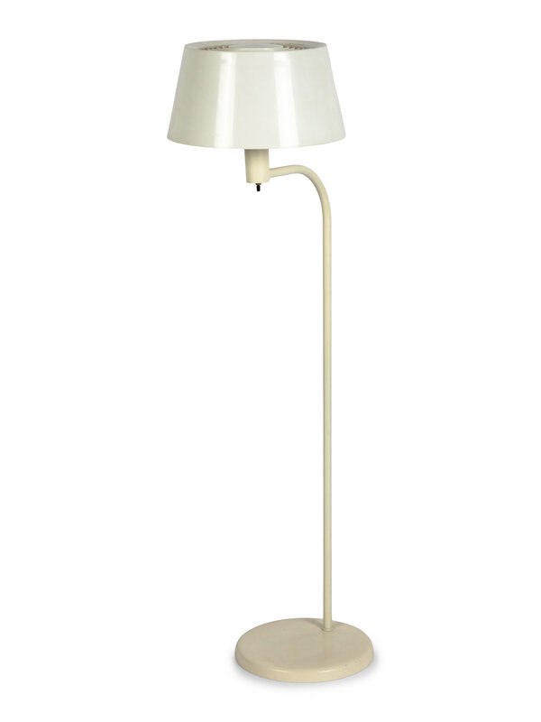 A Gerald Thurston Lightolier White Floor Lamp and Two Sconces