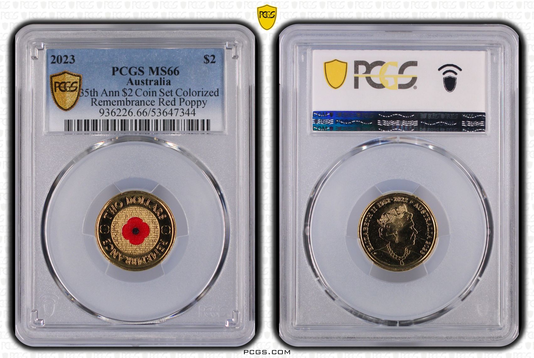 35th Ann $2 Coin Set Remembrance Red Poppy, Two Dollar, 2023, PCGS MS66