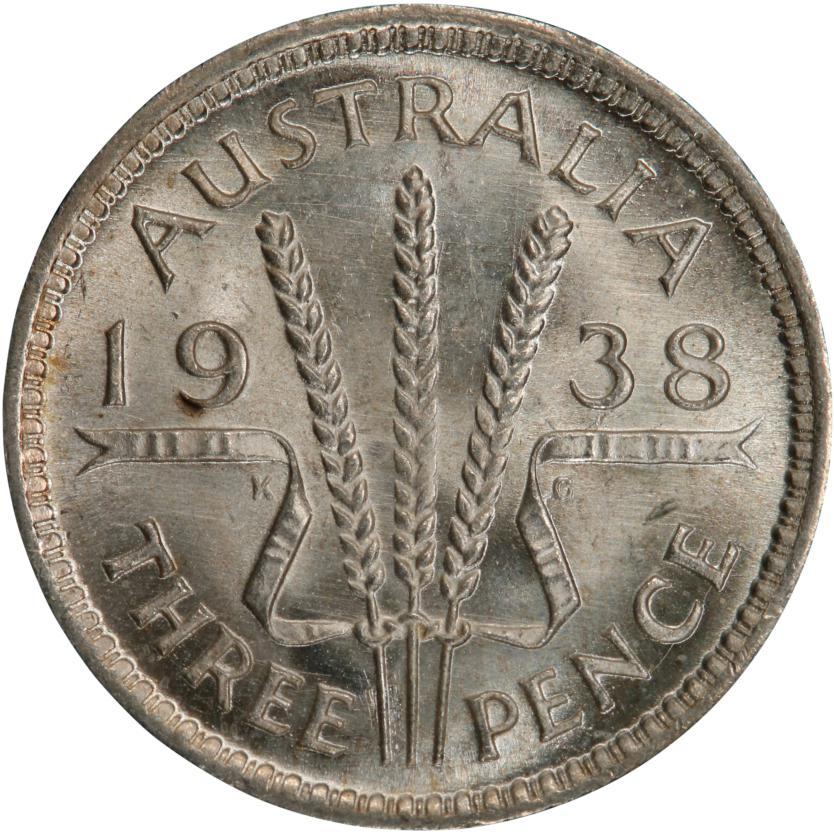 George VI, Threepence, 1938, MS 66