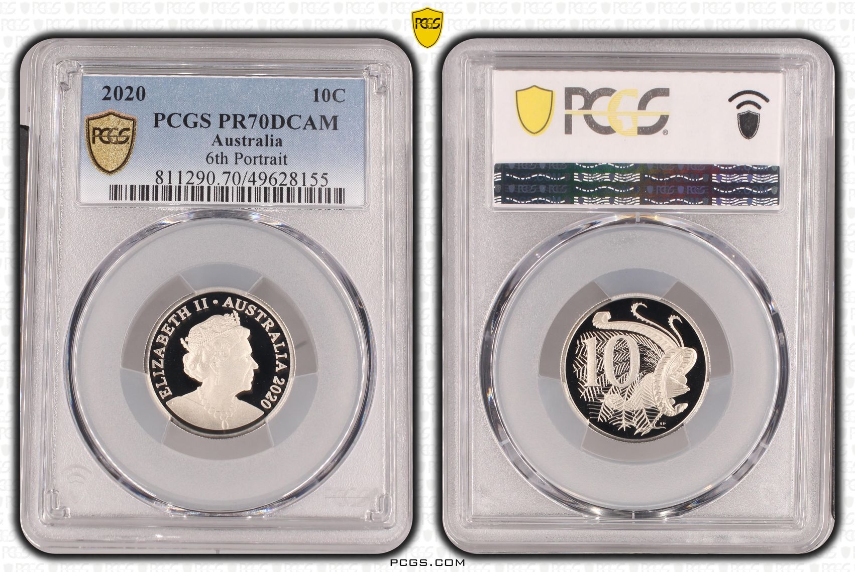 6th Portrait, Ten Cent, 2020, PCGS PR70DCAM