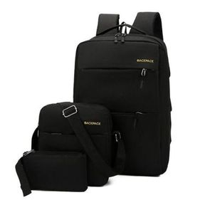 3 Pieces Backpack Back To School Shoulder Bag Bookbags Black |