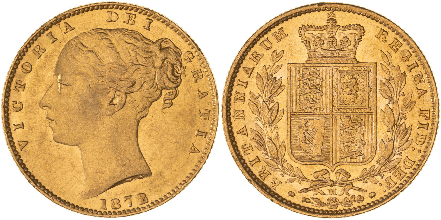 Victoria, Shield Reverse - Young Head Type, Sovereign, 1872/1-M, gEF - aUNC