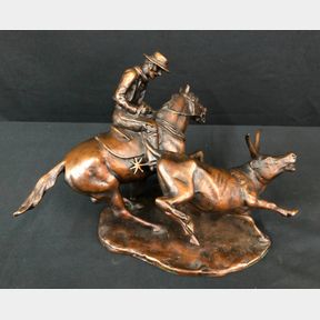Tailing The Steer by Jo Mora Recast Bronze