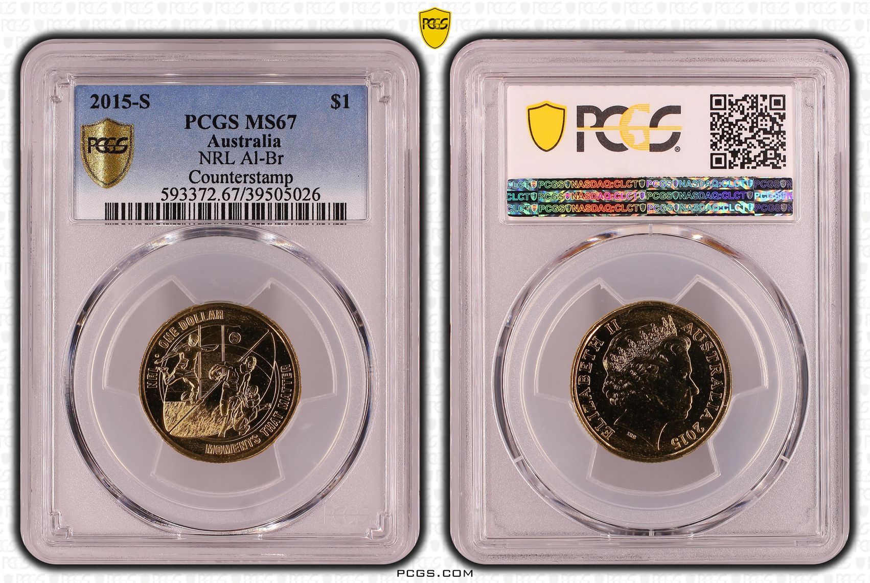 NRL Al-Br, POP 3/0, One Dollar, 2015-S, PCGS MS67