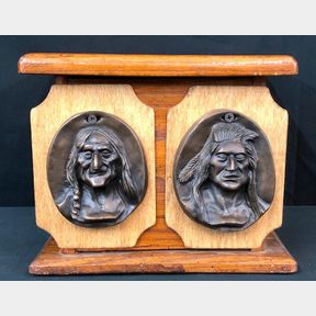 Old Man And Young Man Bronze Medallions By Charles M Russell