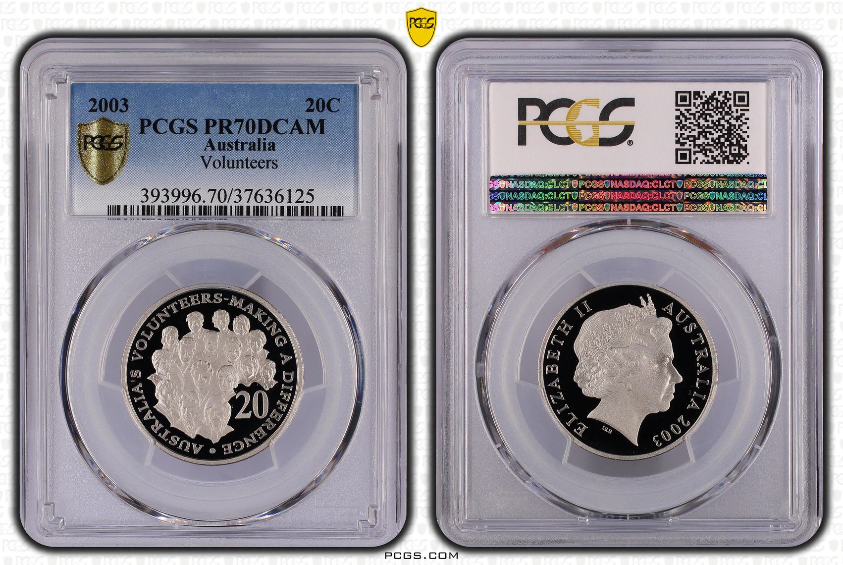 Volunteers, Twenty Cent, 2003, PCGS PR70DCAM