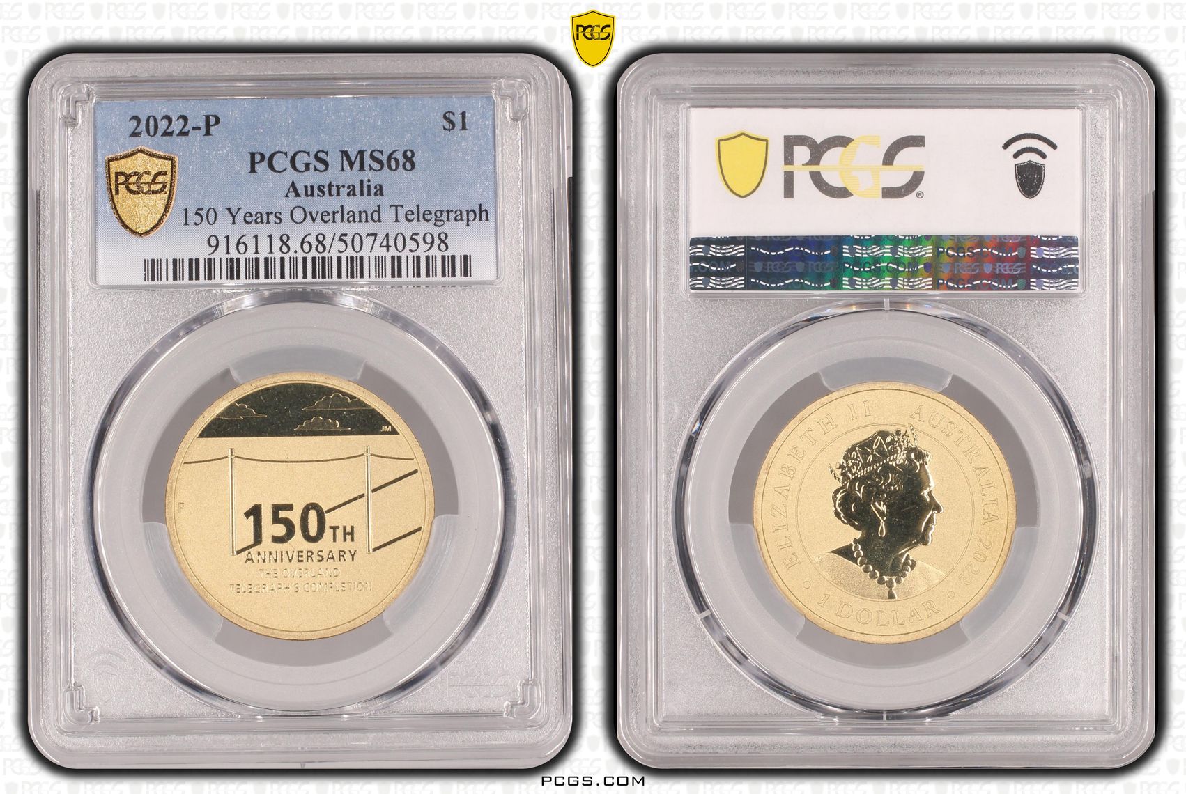 150 Years Overland Telegraph POP 4/0, One Dollar, 2022-P, PCGS MS68
