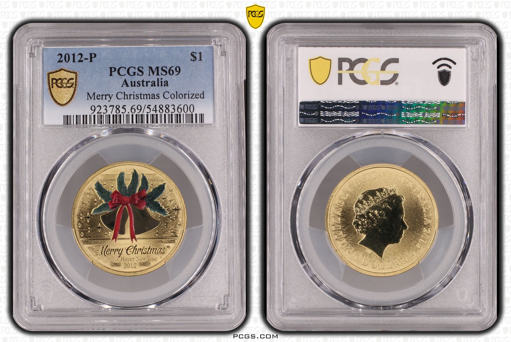 Merry Christmas Colorized, POP 10/0, One Dollar, 2012-P, PCGS MS69