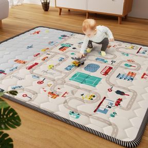CAR PORTABLE BABY PLAY MAT 71" X 59" PLAYPEN MAT WATERPROOF BABY MAT FOR FLOOR CUSHIONED ANTI- SLIP CRAWLING MAT ACTIVITY PLAYMATS