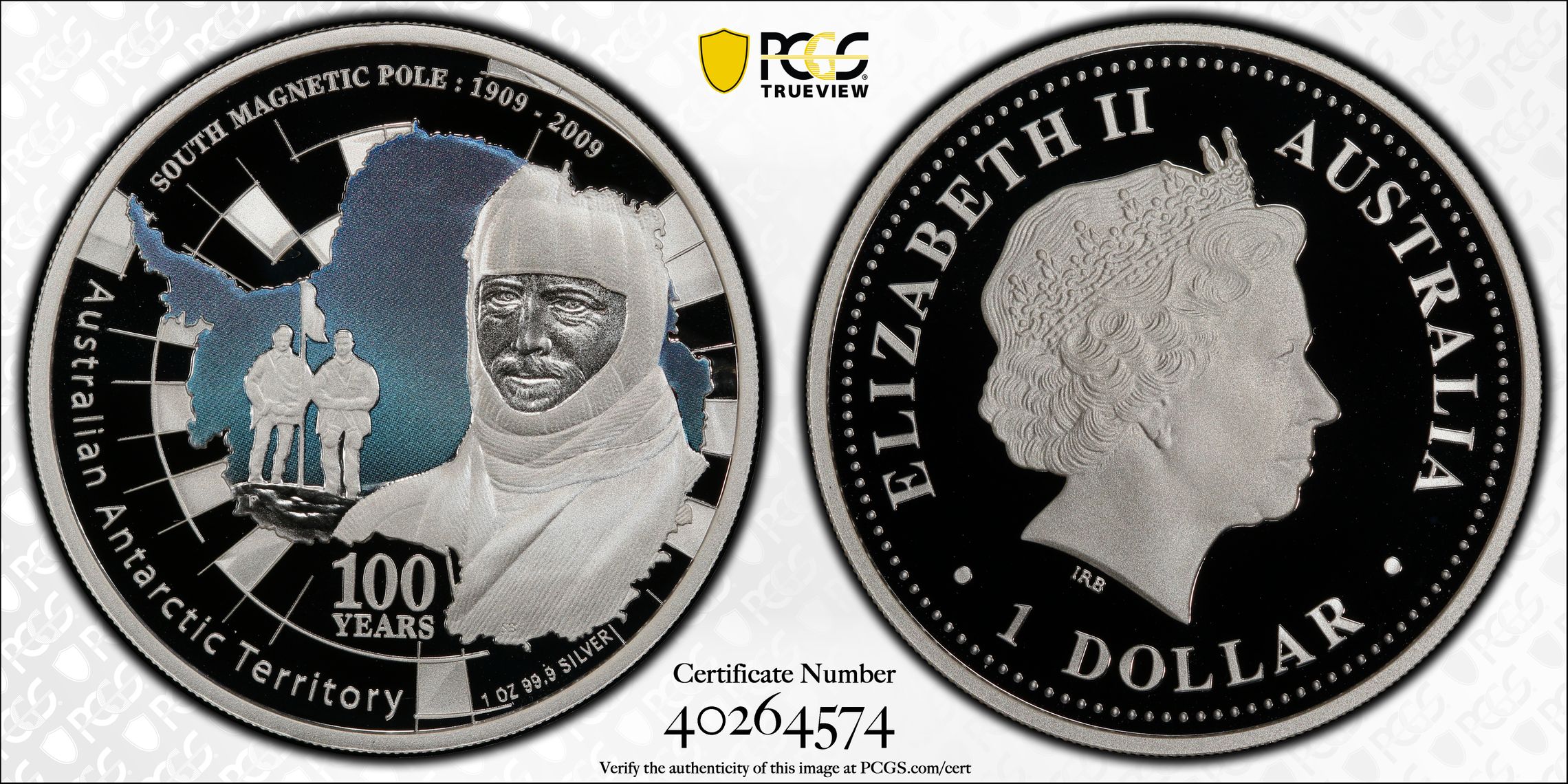 South Magnetic Pole Antarctic Territory, One Dollar, 2009-P, PCGS PR69DCAM