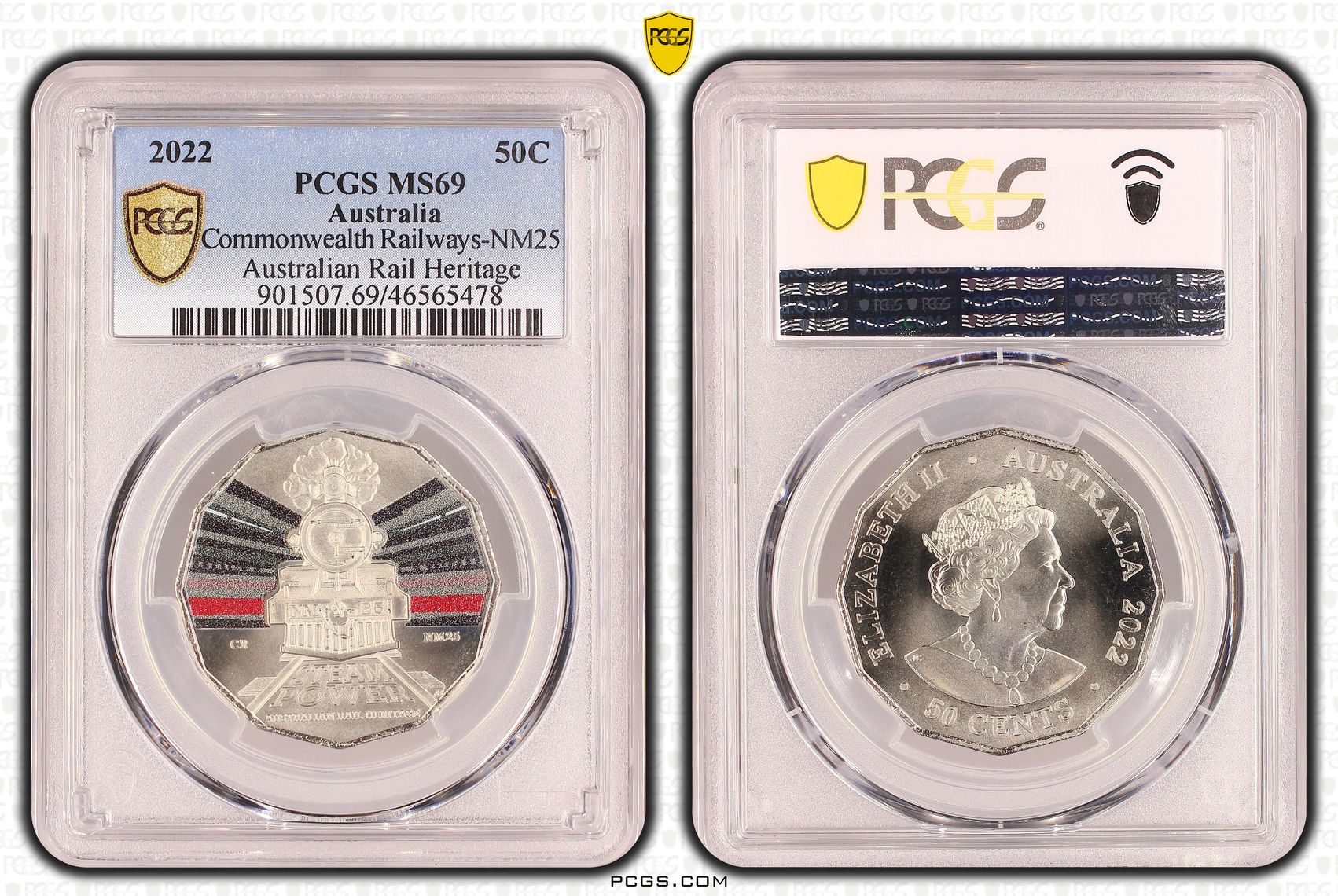 Commonwealth Railways-NM25 Australian Rail Heritage, Fifty Cent, 2022, PCGS MS69