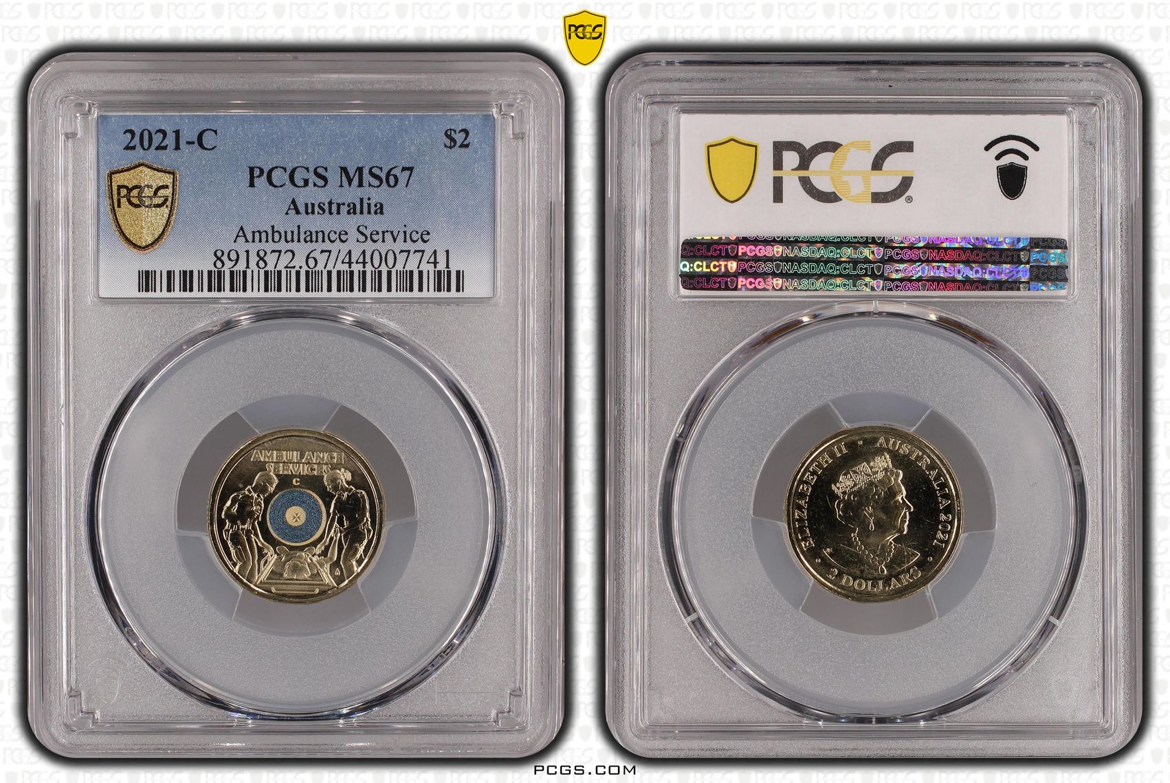 Elizabeth II, Ambulance Service - Colorized , Two Dollar, 2021-C, PCGS MS67