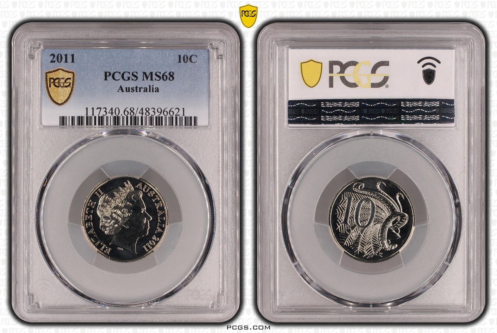 Elizabeth II, Ten Cent, 2011, PCGS MS68