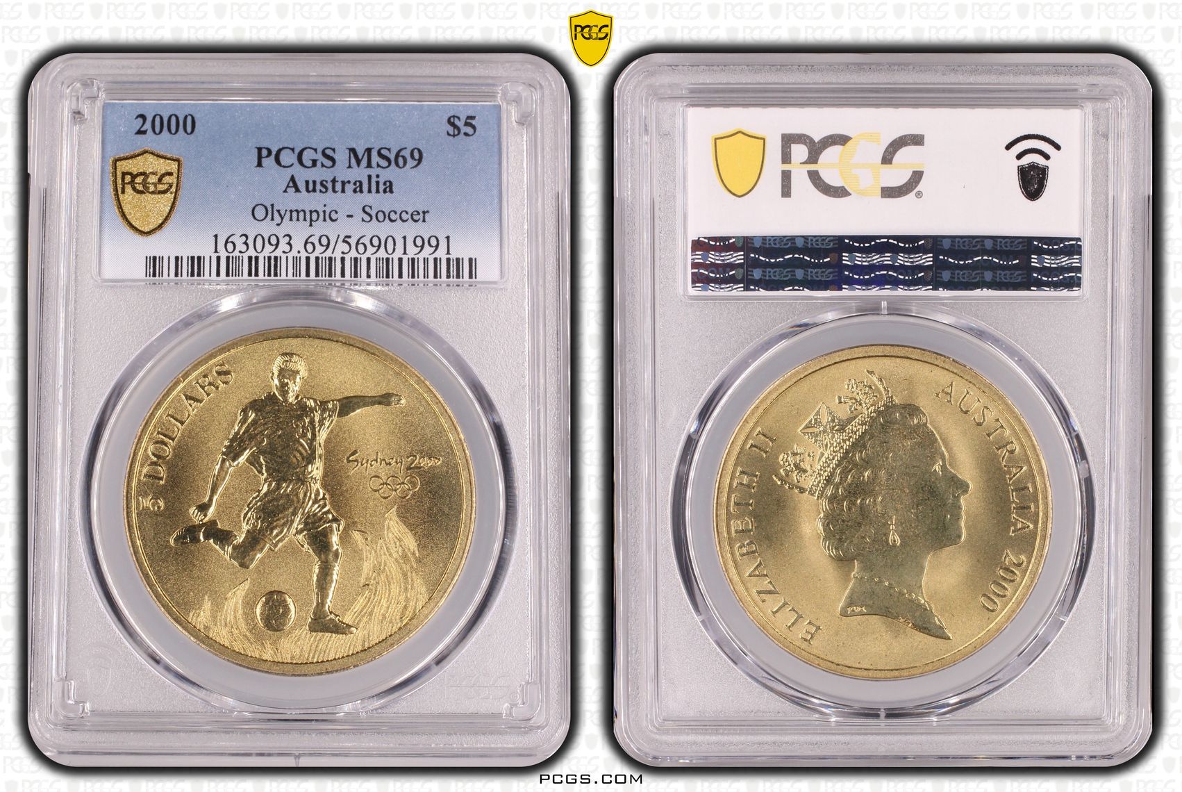 Olympic - Soccer, POP 8/0, Five Dollar, 2000, PCGS MS69