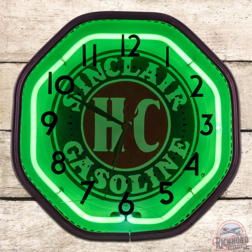 Sinclair H-C Gasoline 18" Octagon Neon Advertising Clock