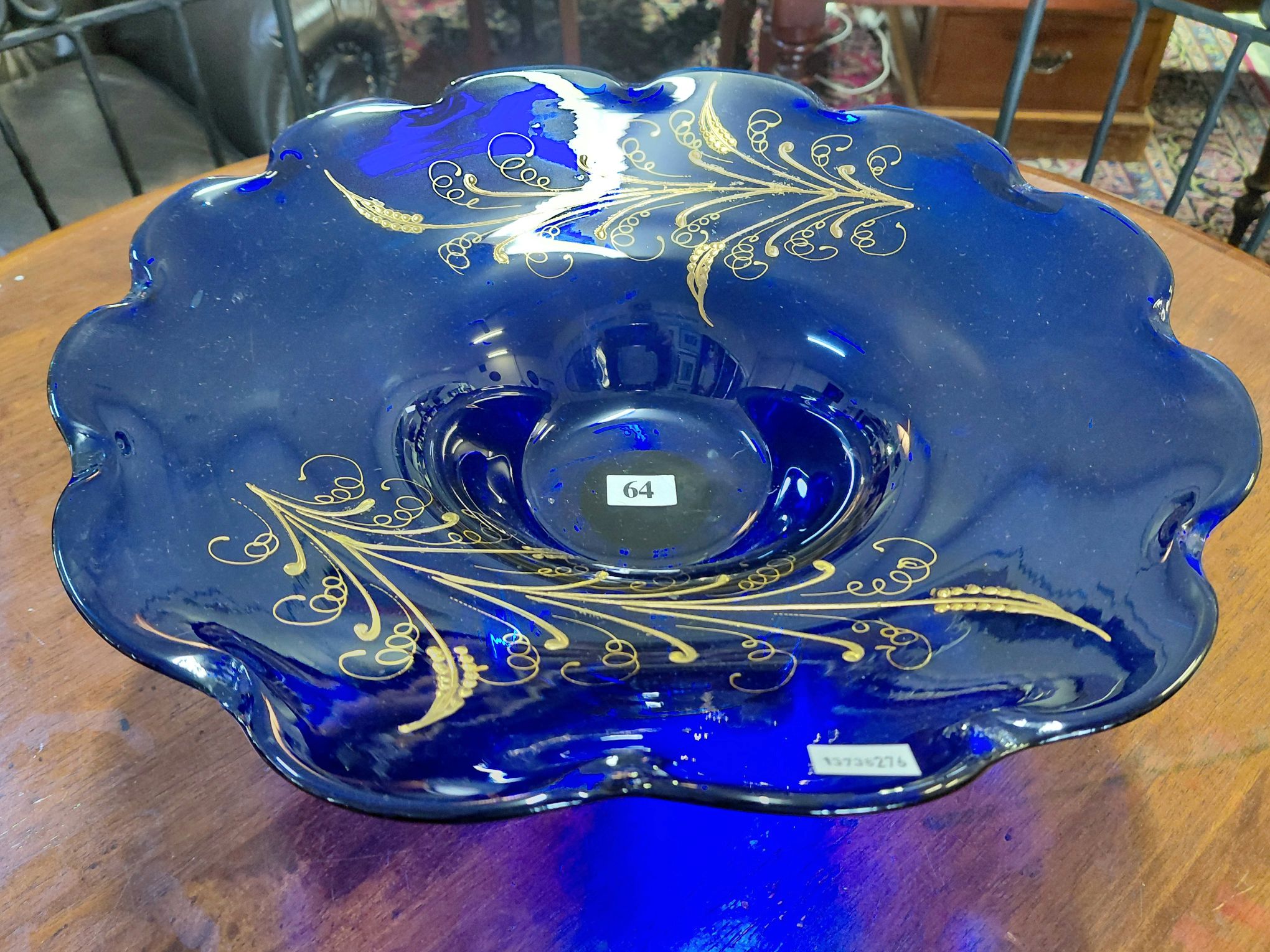 64 · COBALT BLUE RAISED SERVING DISH