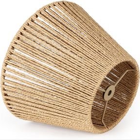 LAMSU SMALL RATTAN LAMP SHADE, BOHO BELL LAMP SHADES FOR TABLE LAMPS, WICKER WOVEN LAMPSHADE REPLACEMENT FOR FLOOR LAMP, WALL SCON