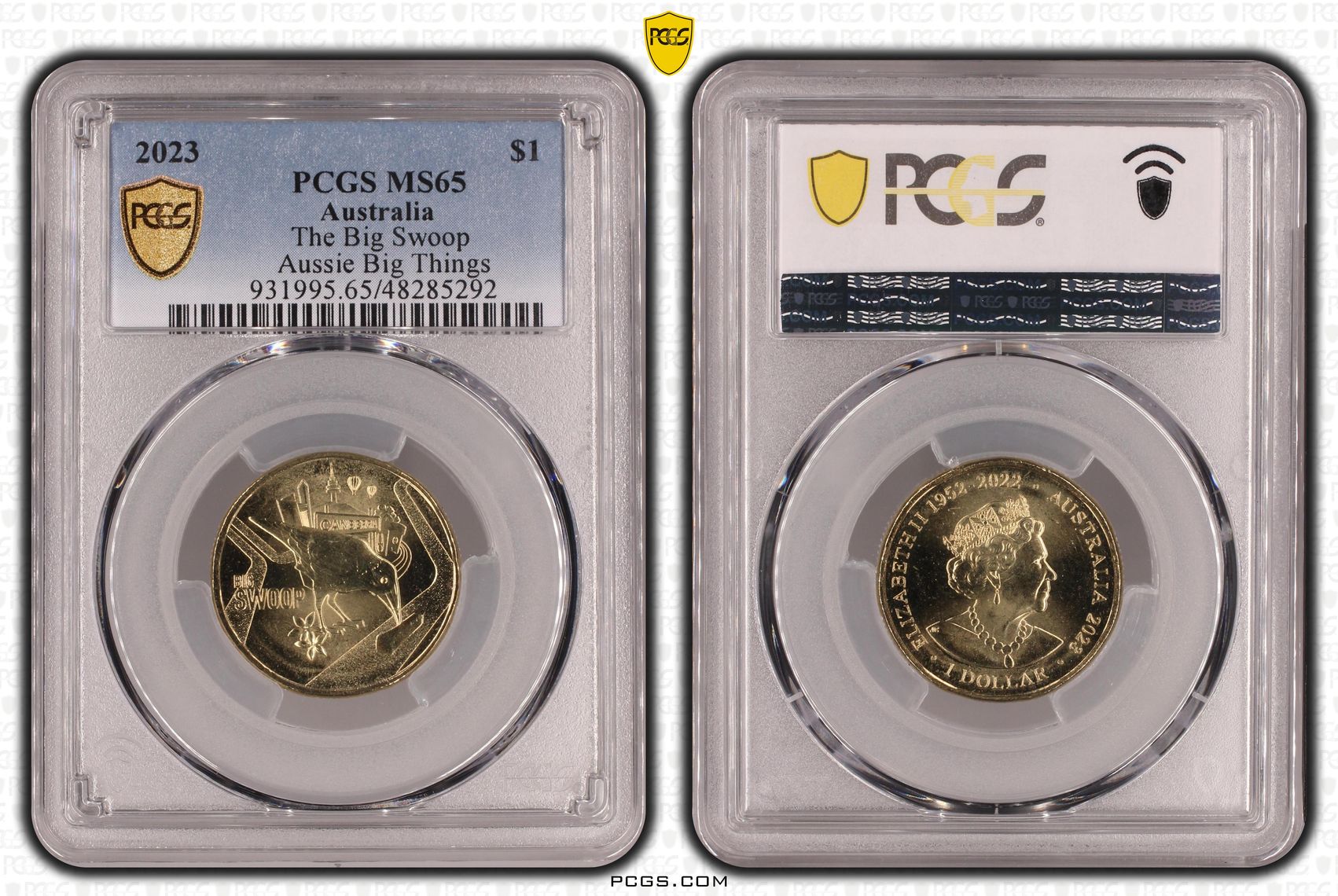 The Big Swoop Aussie Big Things, One Dollar, 2023, PCGS MS65