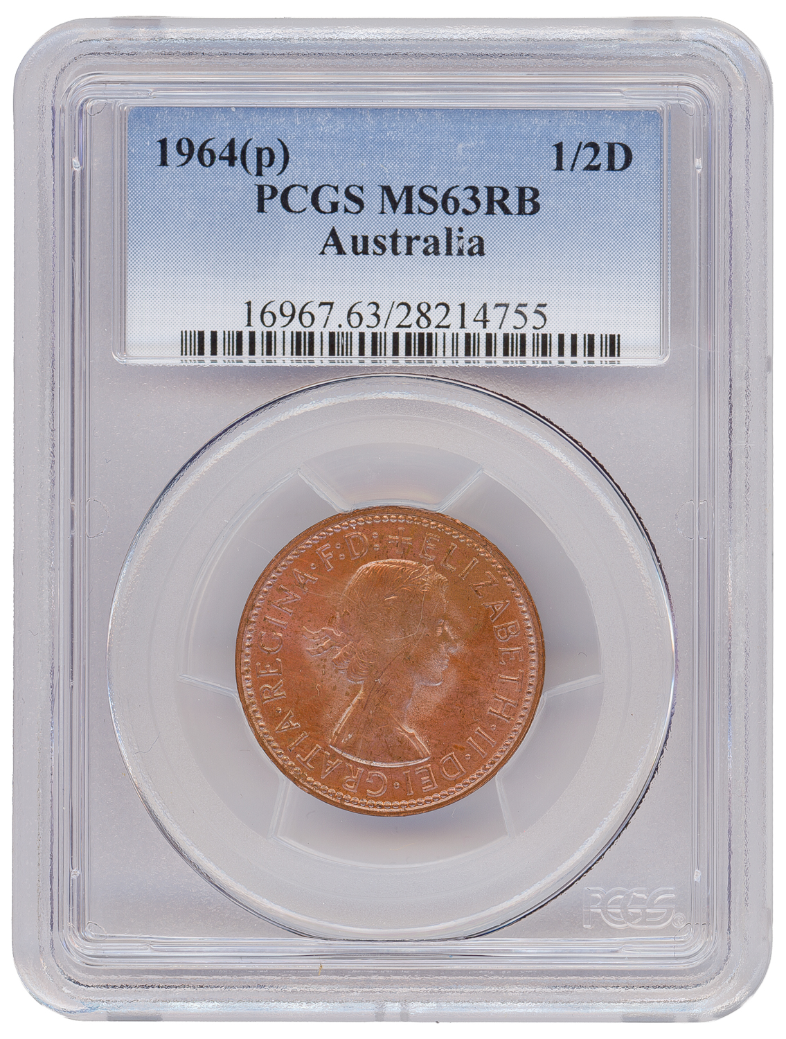 Elizabeth II, Halfpenny, 1964 Y., PCGS MS63RB