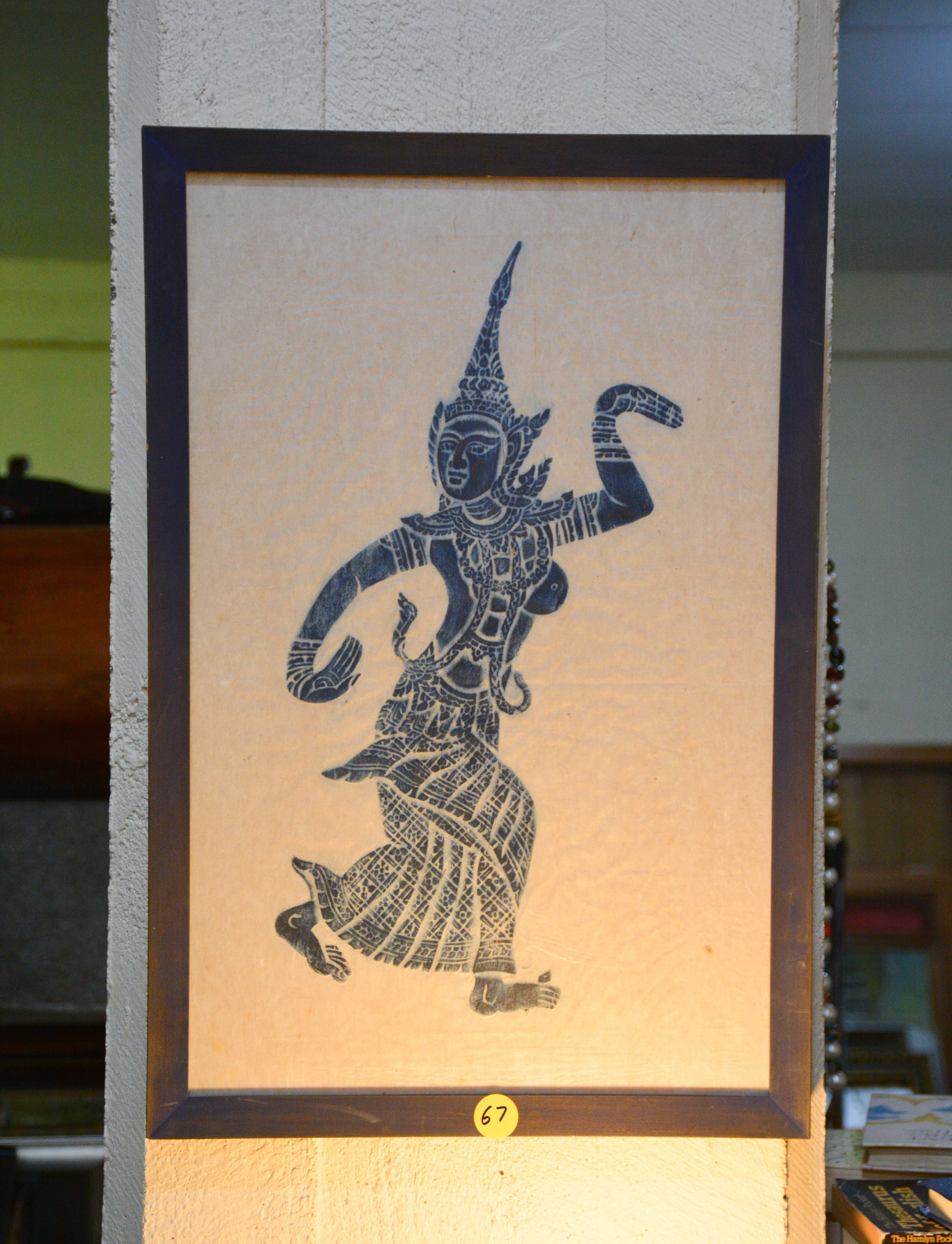 Thai Dancer Temple Rubbing Blue Ink on Parchment — NZ auction result