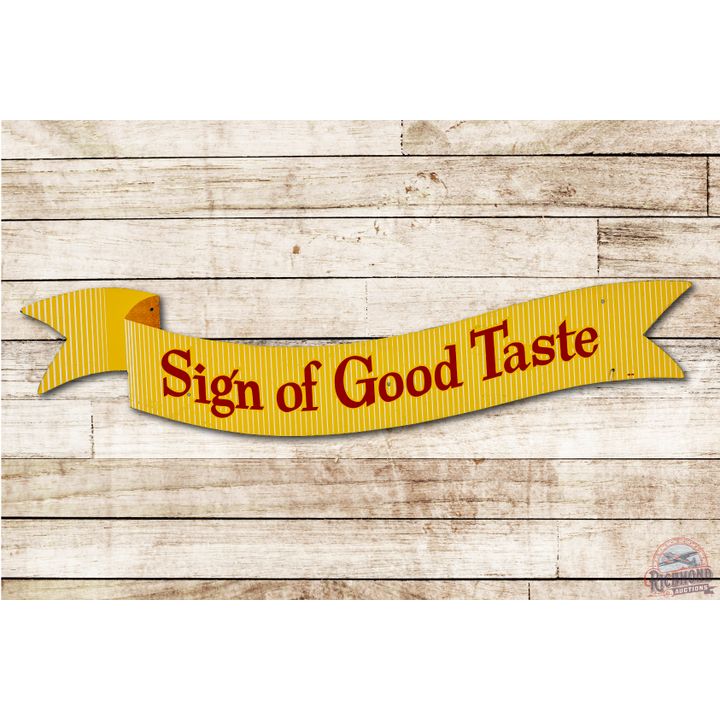 Coca Cola Sign of Good Taste Die Cut Tin Ribbon Sign